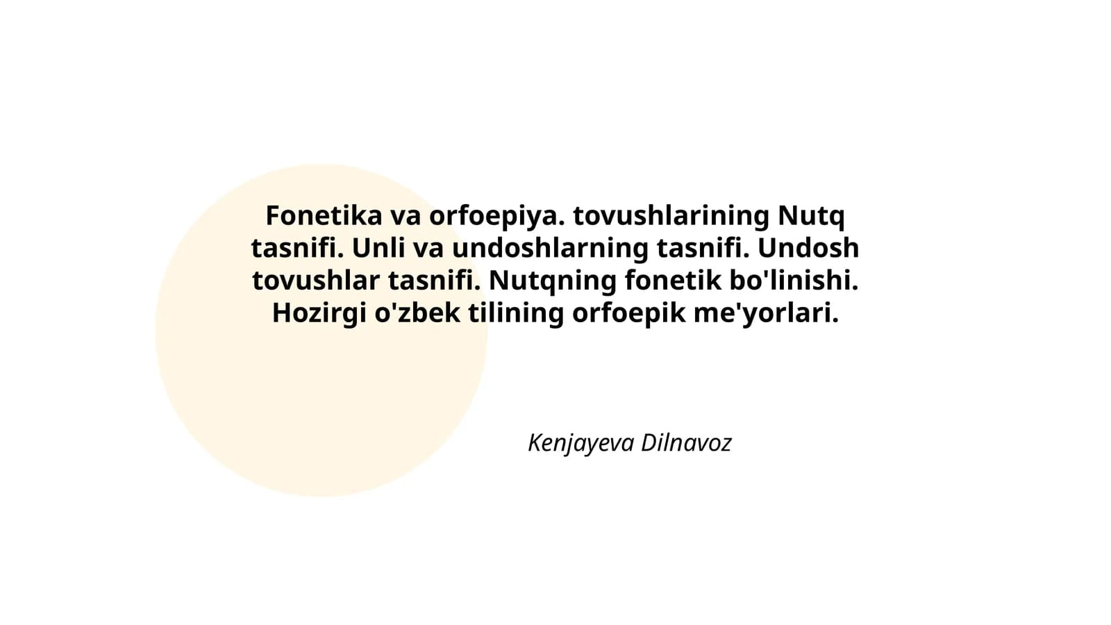 Fonetika va orfoepiya. tovushlarining Nutq tasnifi