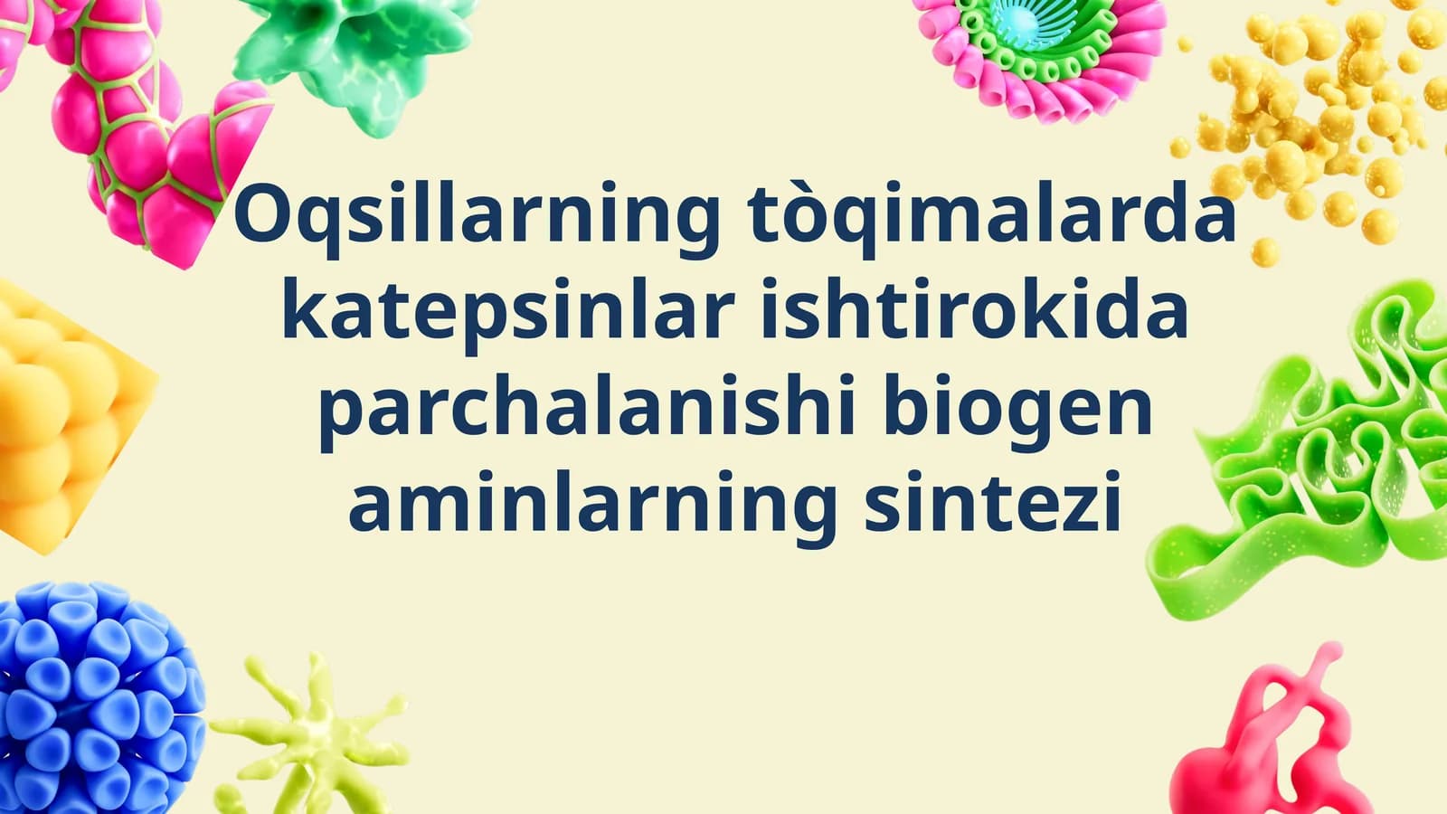 Oqsillarning tòqimalarda katepsinlar ishtirokida parchalanishi biogen aminlarning sintezi
<div><span
