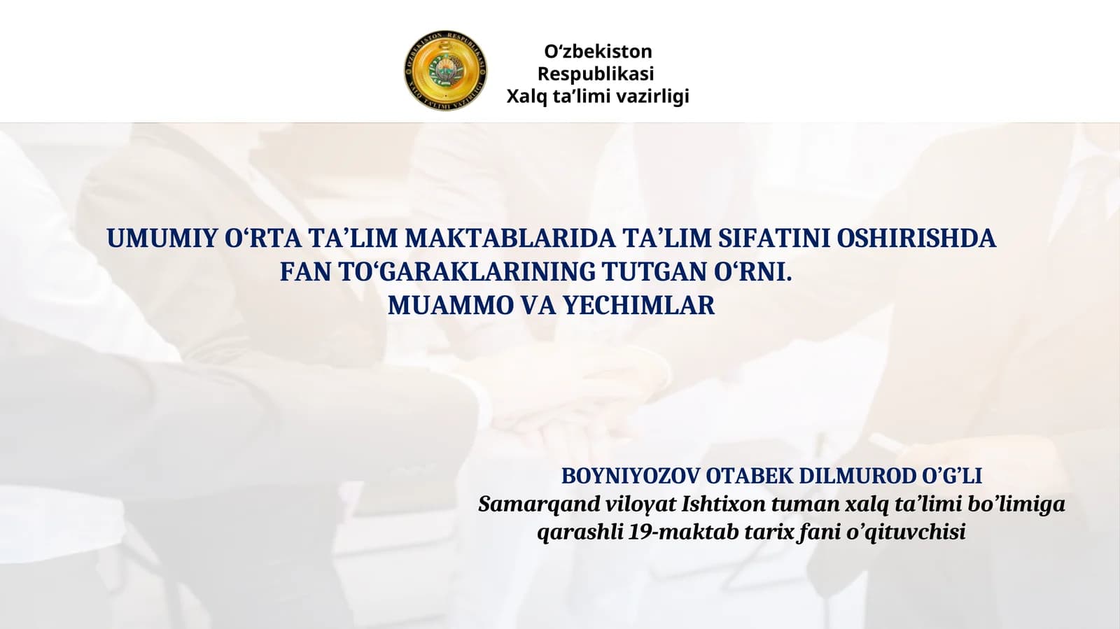 Ta'lim muhitini yaratish