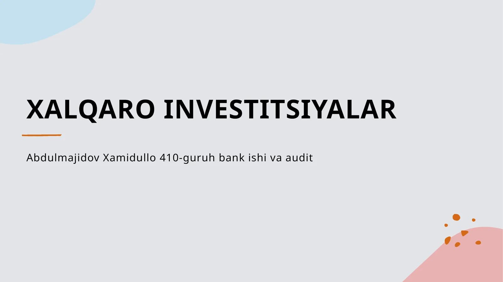 XALQARO INVESTITSIYALAR
