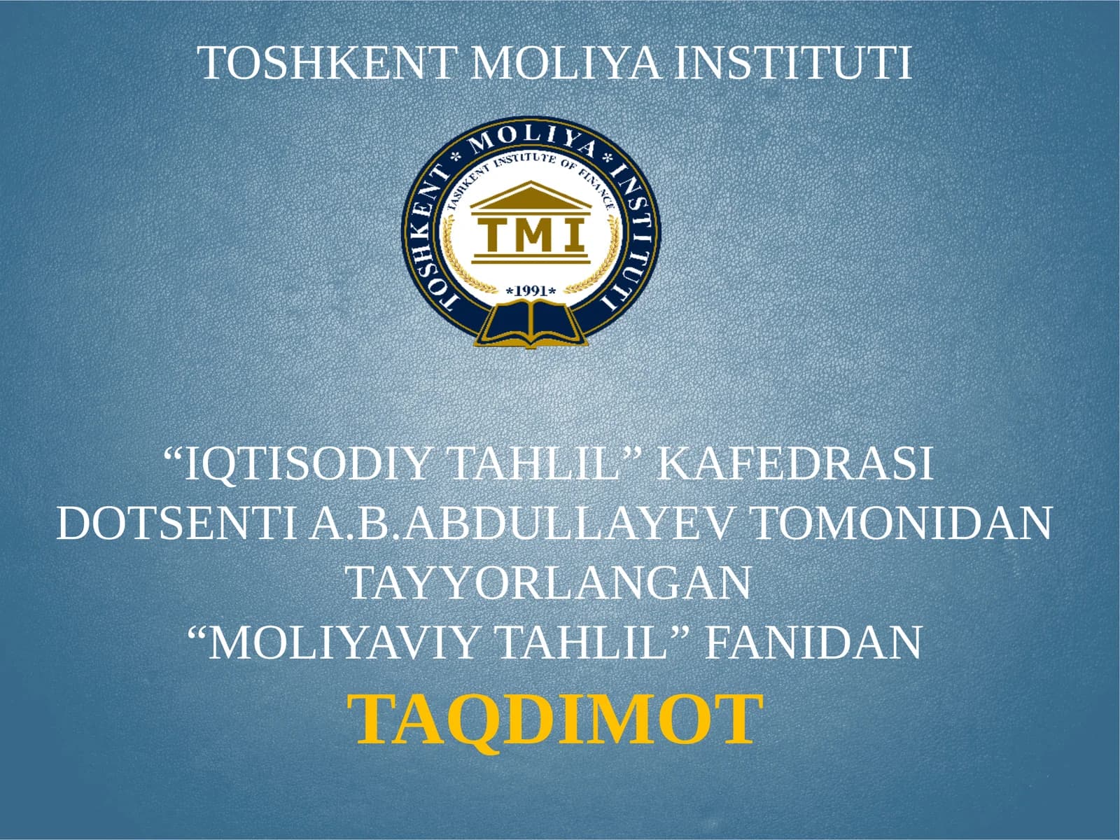 Moliyaviy tahlilning mazmuni, predmeti va vazifalari