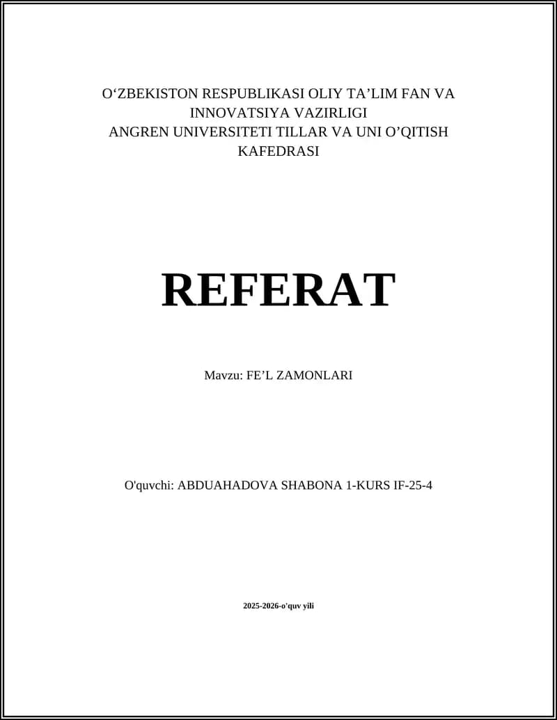FE’L ZAMONLARI