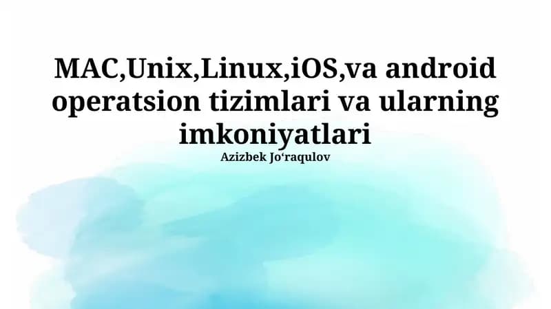 Operatsion tizimlarning umumiy tavsifi