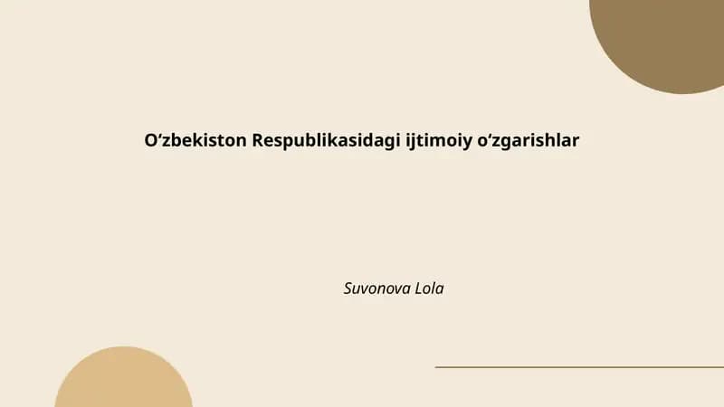 Oʻzbekiston Respublikasidagi ijtimoiy oʻzgarishlar
