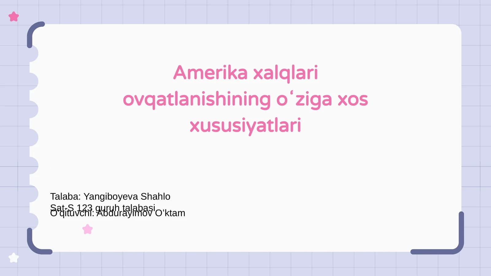 Amerika xalqlari ovqatlanishining oʻziga xos xususiyatlari
