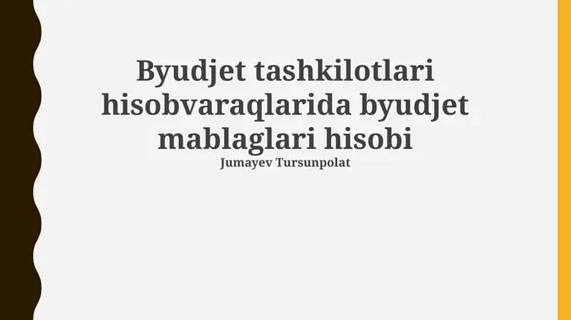 Бюджет маблағларининг ҳисобини юритиш тартиби