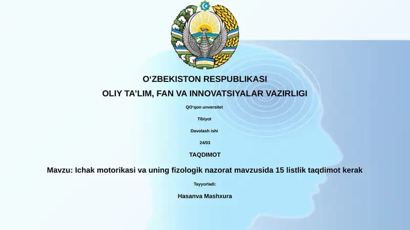 Ichak motorikasi va uning fizologik nazorat