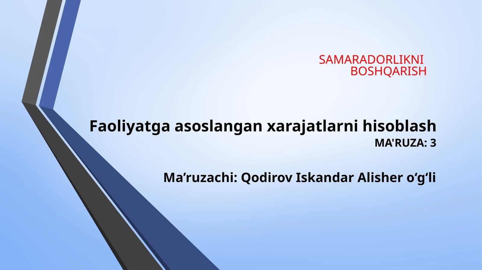 SAMARADORLIKNI BOSHQARISH