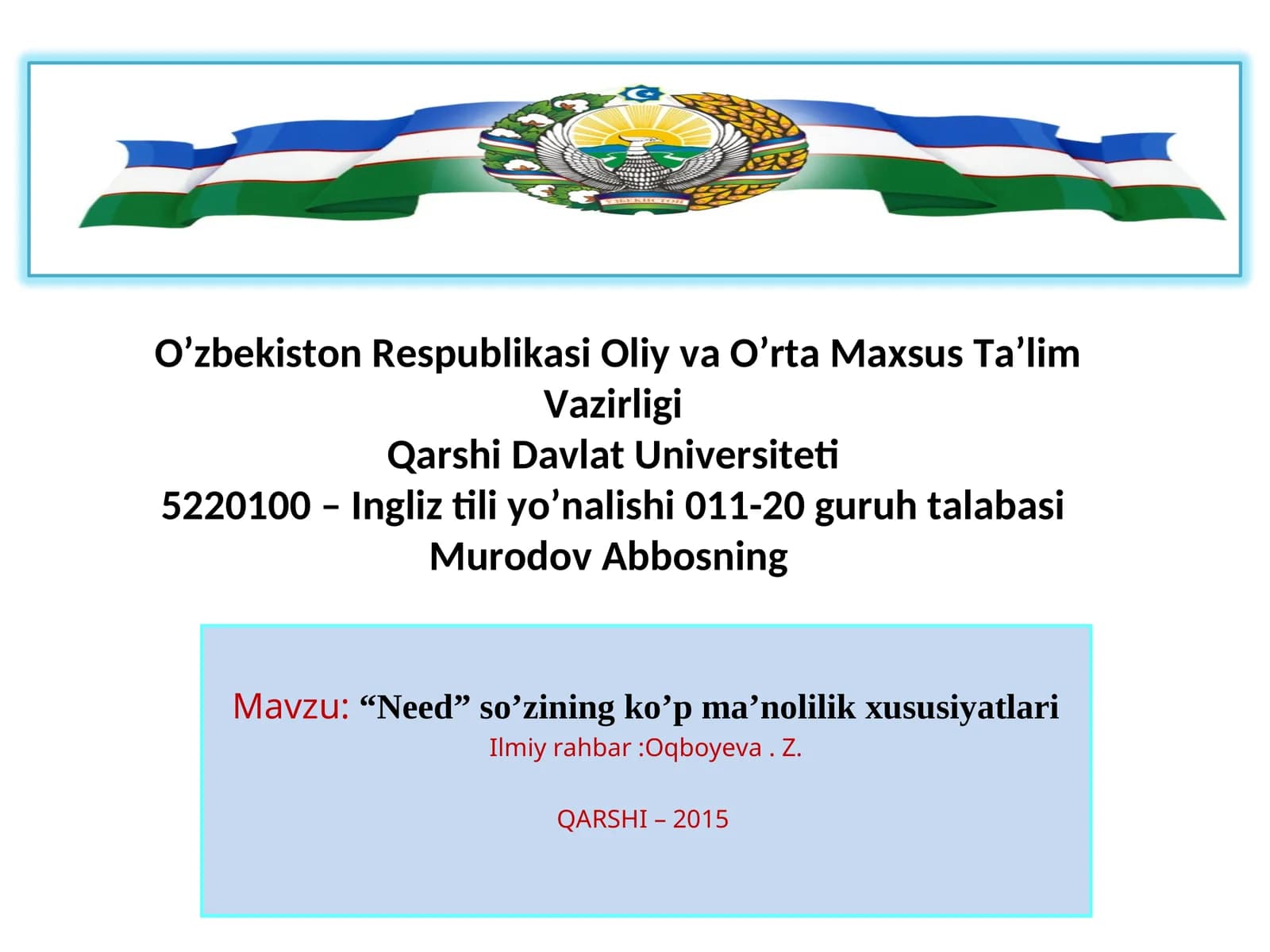 BITIRUV MALAKAVIY ISHI
