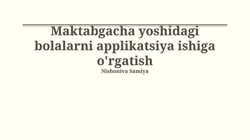 Applikatsiya ishi