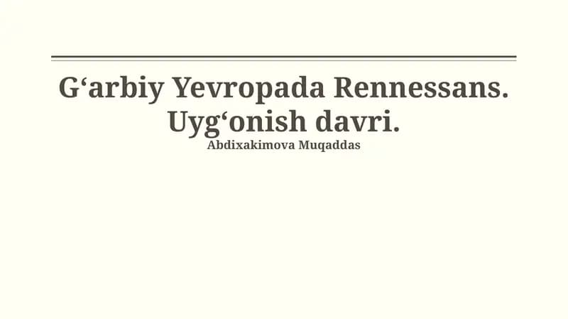 Uygʻonish davrining madaniy va badiiy yutuqlari