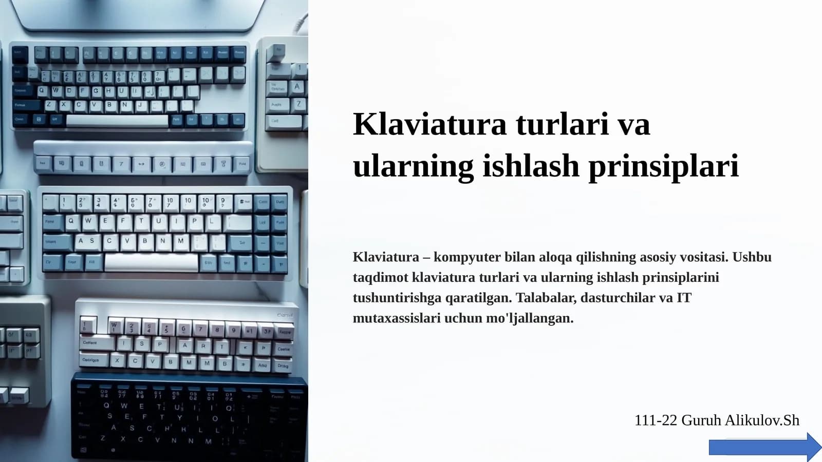 Klaviatura turlari va ularning ishlash prinsiplari