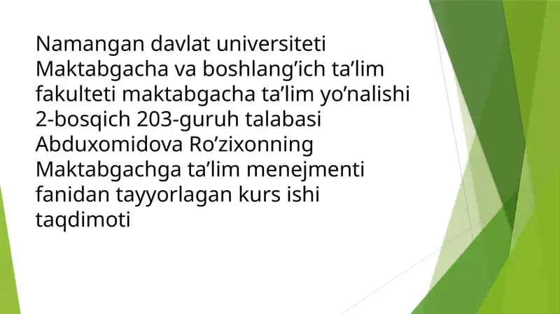 Maktabgacha ta’lim tashkiloti rahbariga qo’yiladigan talablar