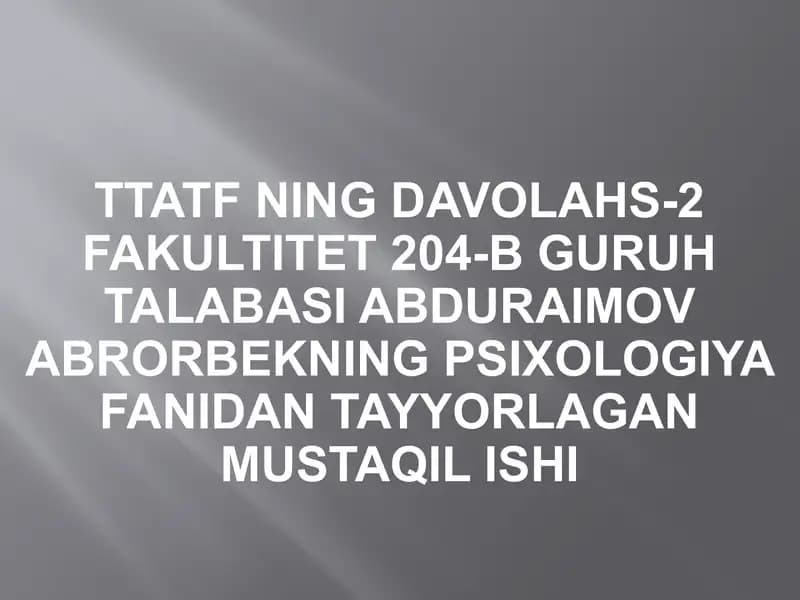 Tafakkurning individual xususiyatlari va rivojlanishi