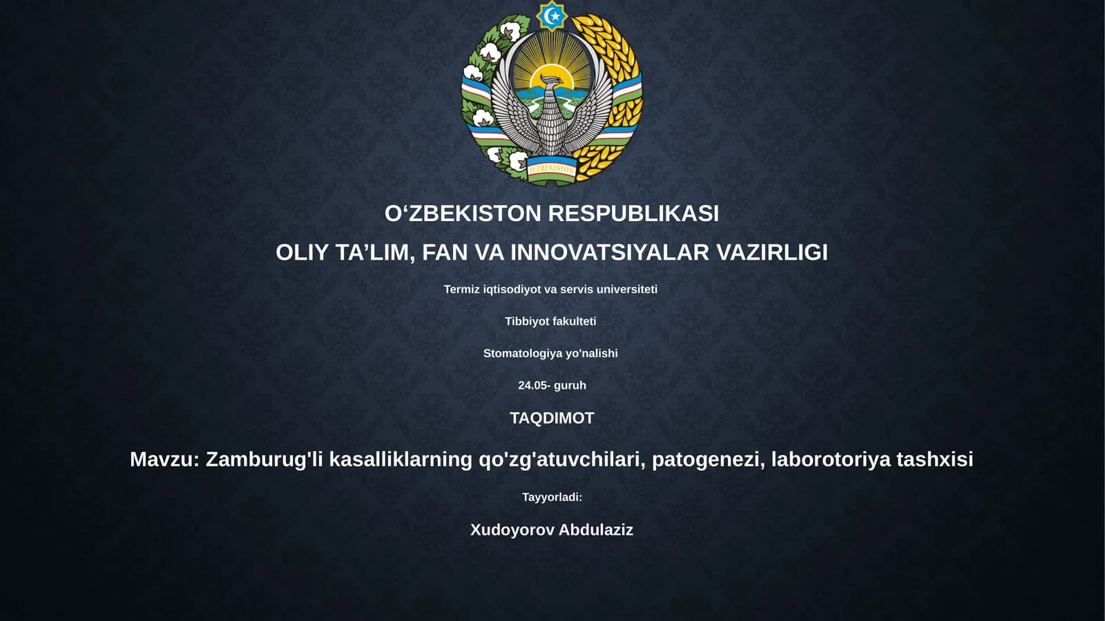 Zamburug'li kasalliklarning qo'zg'atuvchilari, patogenezi, laborotoriya tashxisi