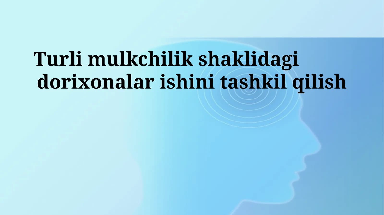 Turli mulkchilik shaklidagi dorixonalar ishini tashkil qilish