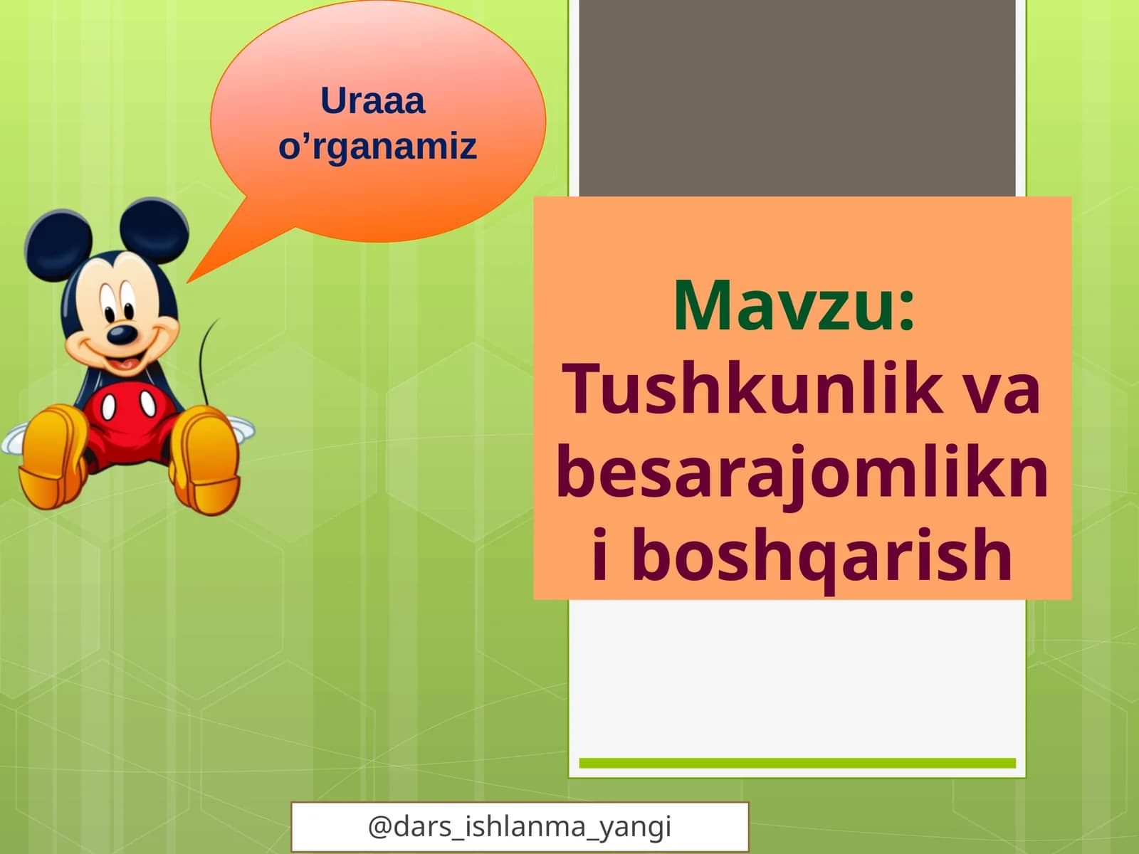Tushkunlik va besarajomlikni  boshqarish