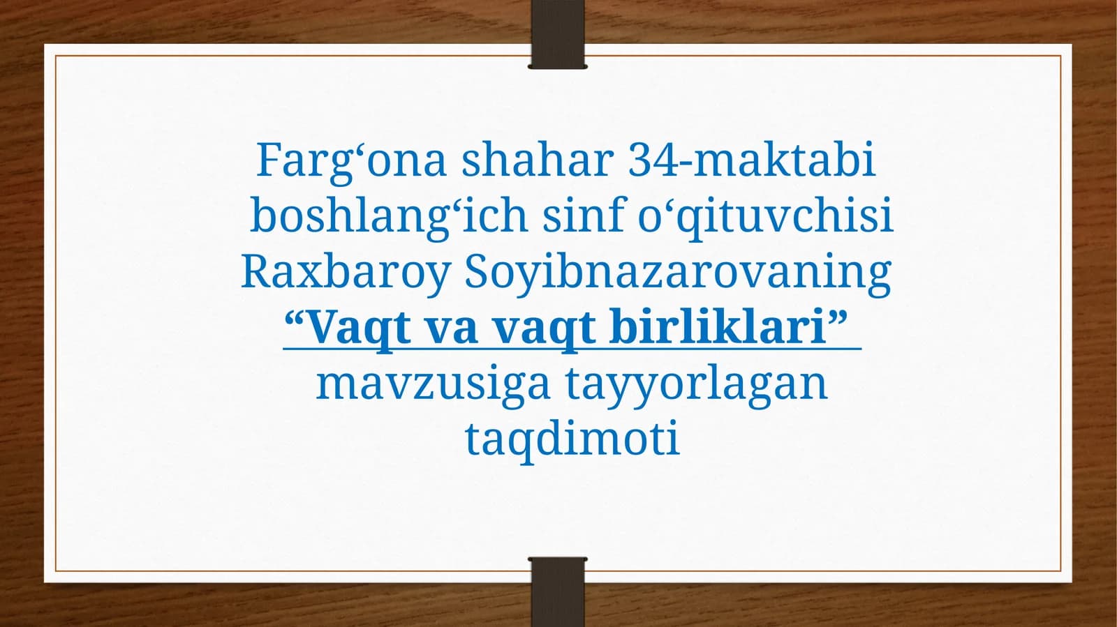 Vaqt va vaqt birliklari