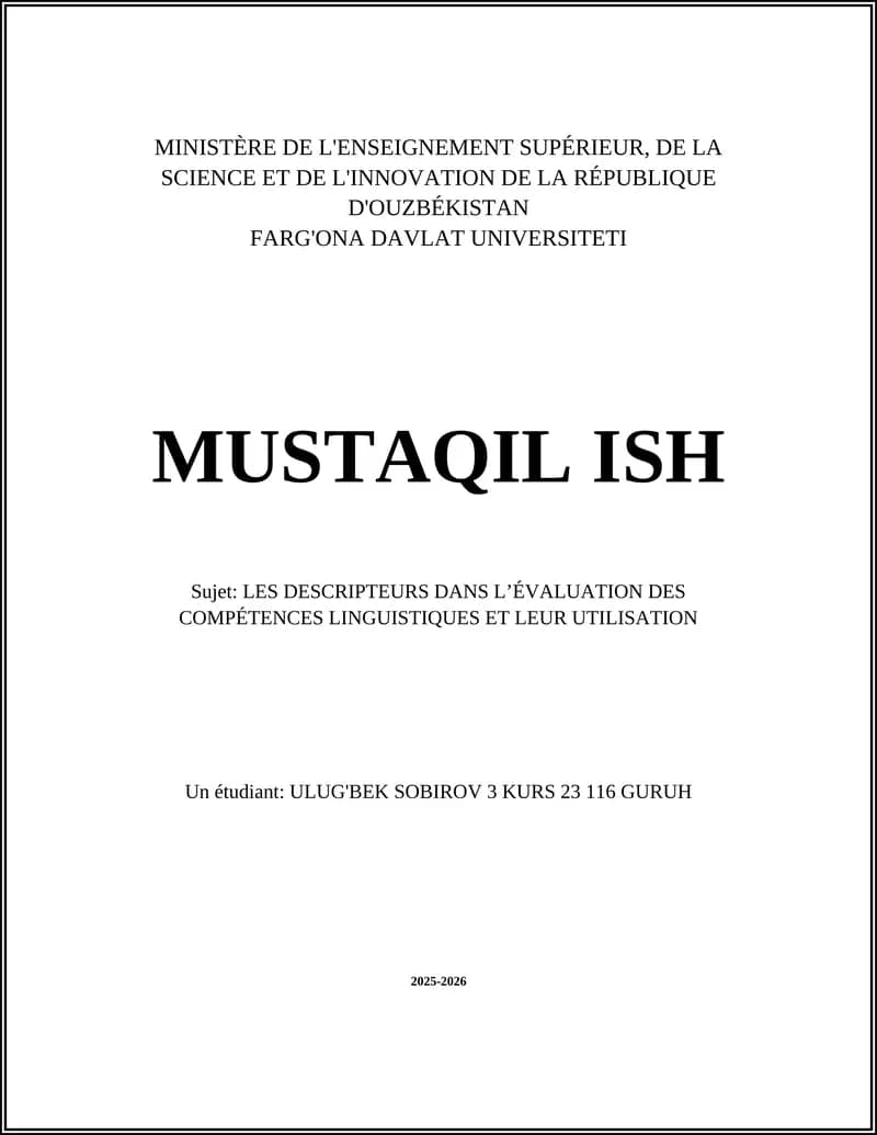 LES DESCRIPTEURS DANS L’ÉVALUATION DES COMPÉTENCES LINGUISTIQUES