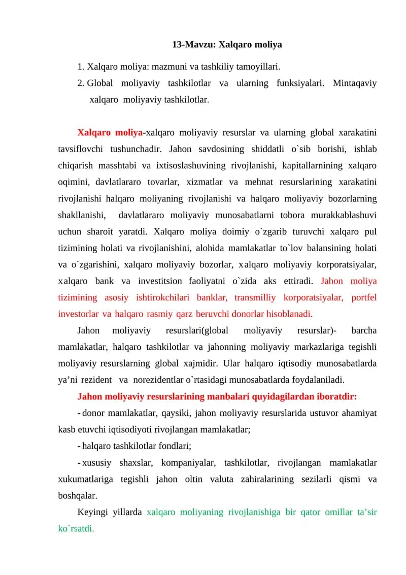 Хalqarо mоliya