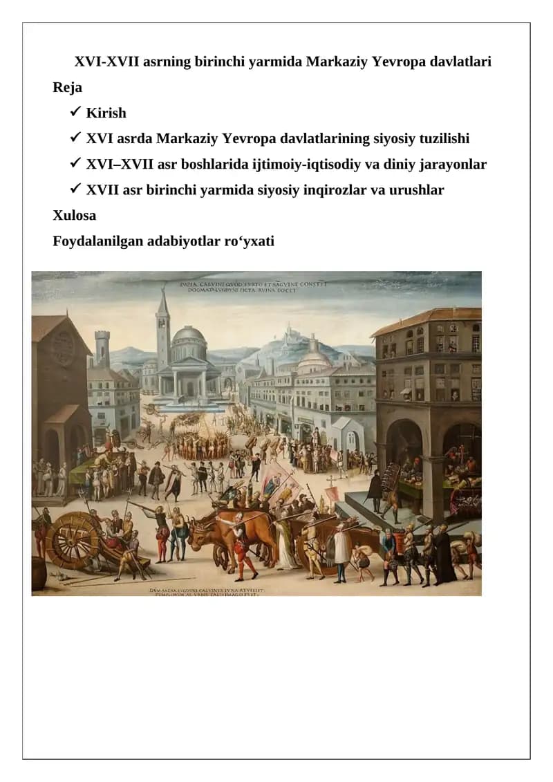 XVI-XVII asrning birinchi yarmida Markaziy Yevropa davlatlari