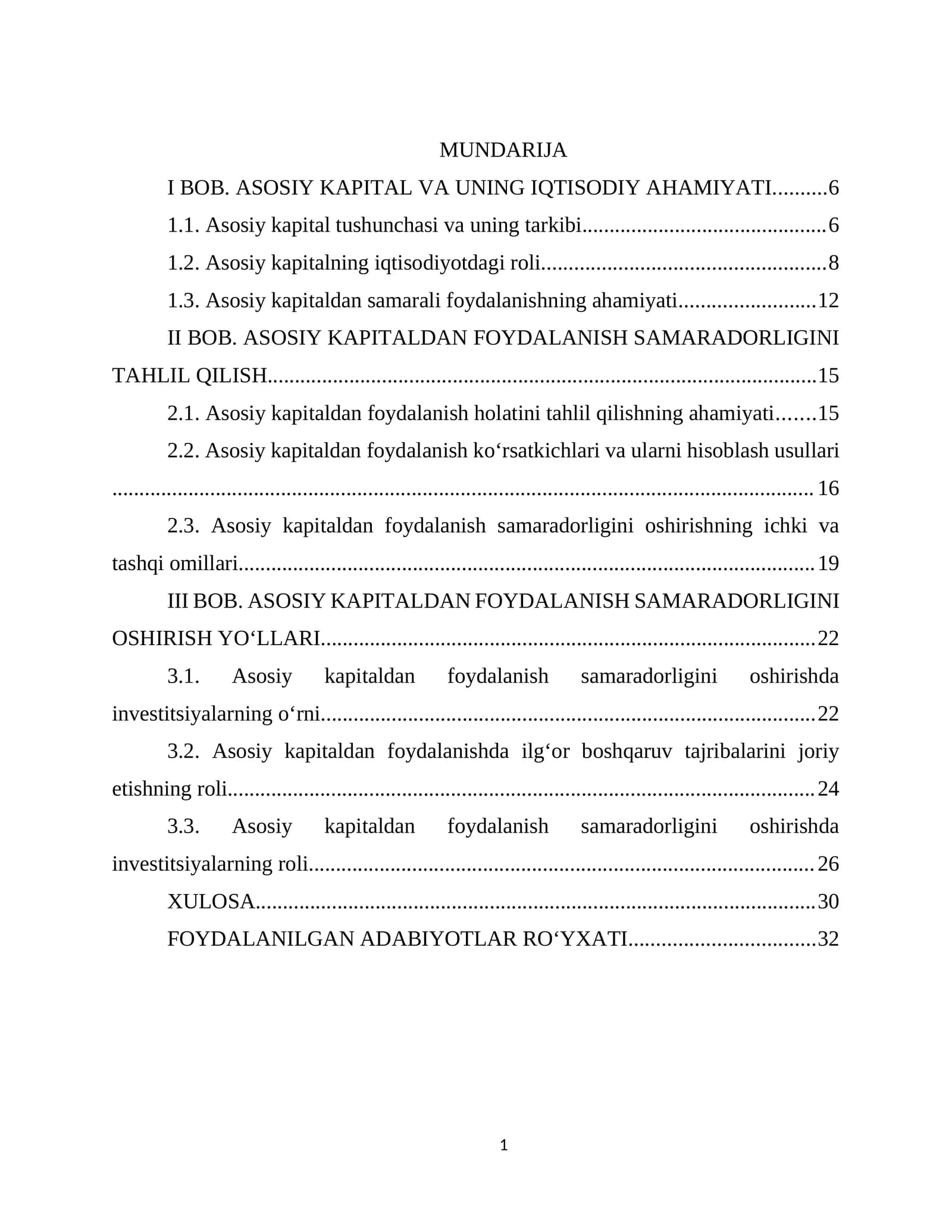 ASOSIY KAPITAL VA UNING IQTISODIY AHAMIYATI
