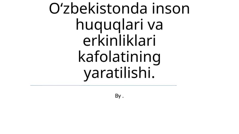 Inson huquqlari va erkinliklari kafolatining yaratilishi