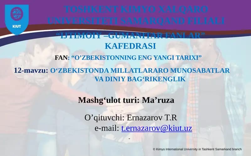 O'zbekistonda Millatlararo Munosabatlar va Diniy Bag'rikenglik