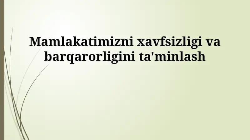 Mamlakatimizni xavfsizligi va barqarorligini ta'minlash