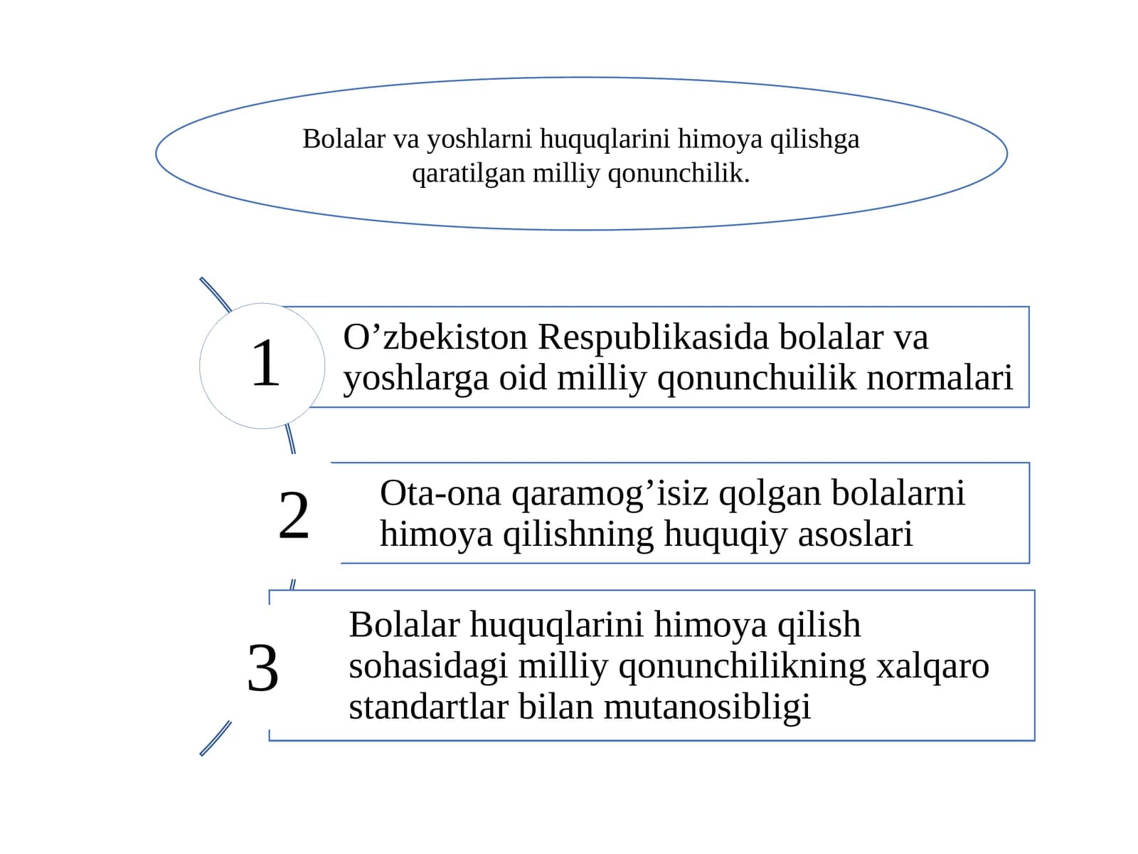 Bolalar va yoshlarni huquqlarini himoya qilishga qaratilgan milliy qonunchilik.
