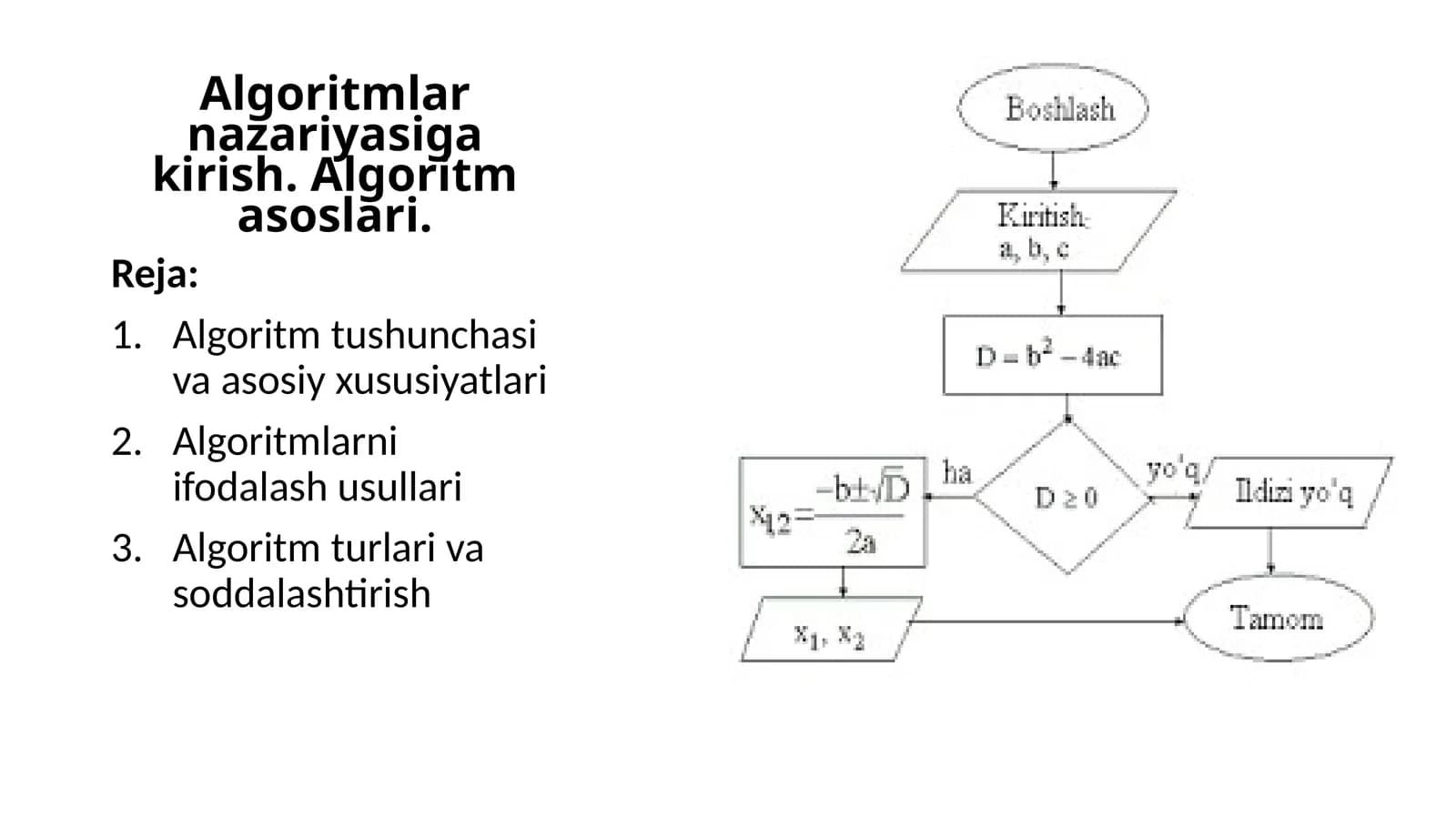 Algoritmlar nazariyasiga kirish.Algoritmasoslari