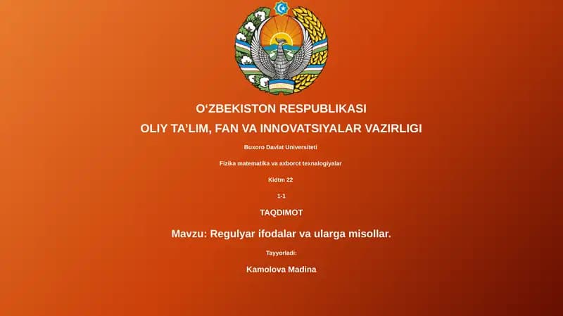 Regulyar ifodalar va ularga misollar