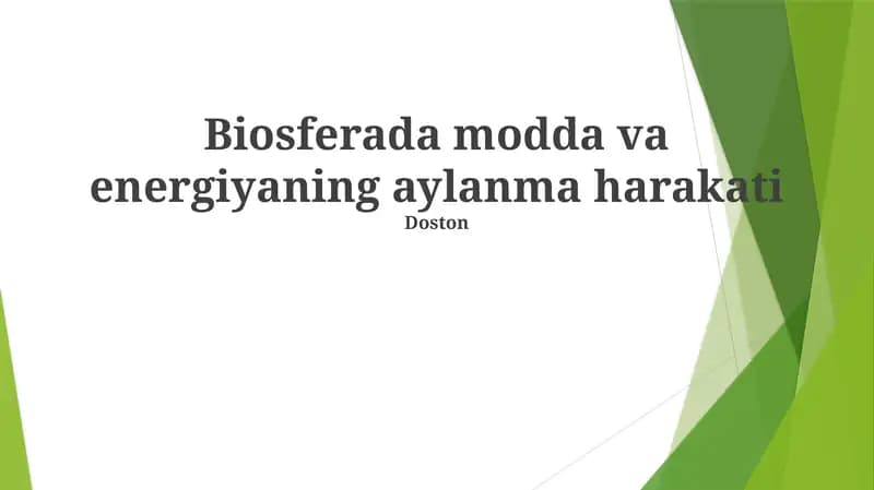 Biosferada modda va energiyaning aylanma harakati