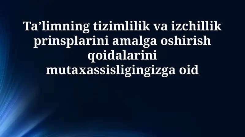 Sistematiklik va Izchillik