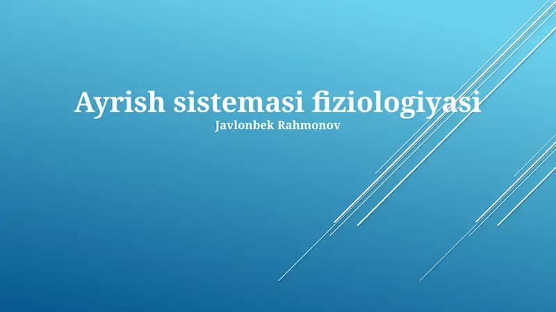 Ayirish sistemasi fiziologiyasi