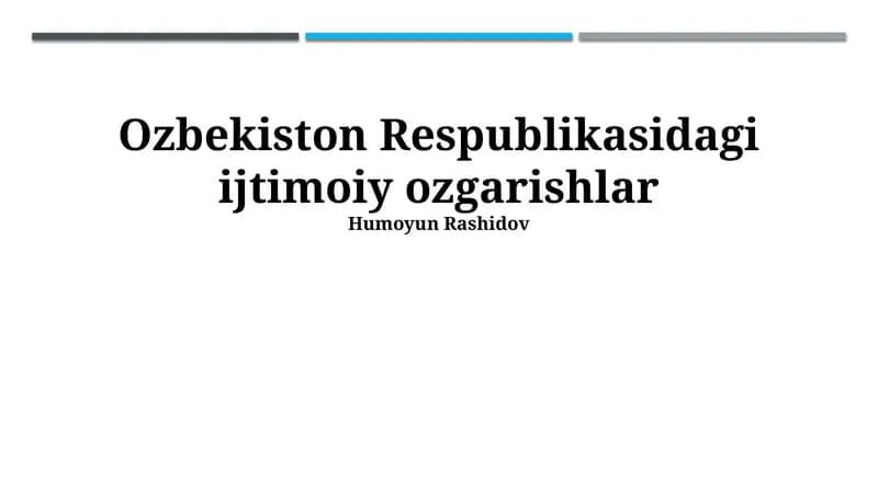 Ozbekiston Respublikasidagi ijtimoiy ozgarishlar