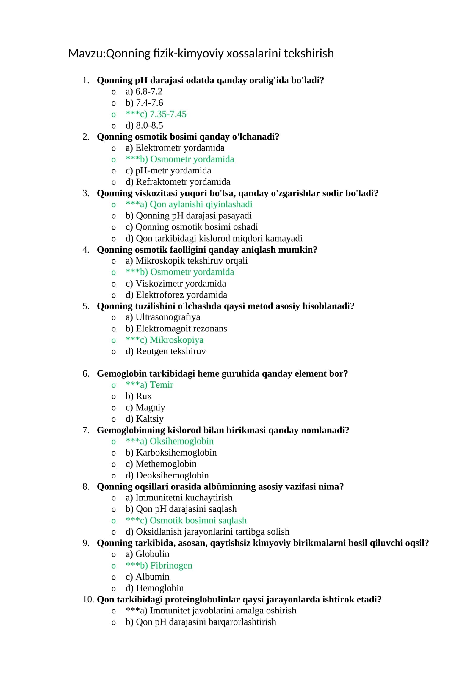 Qonning fizik-kimyoviy xossalari