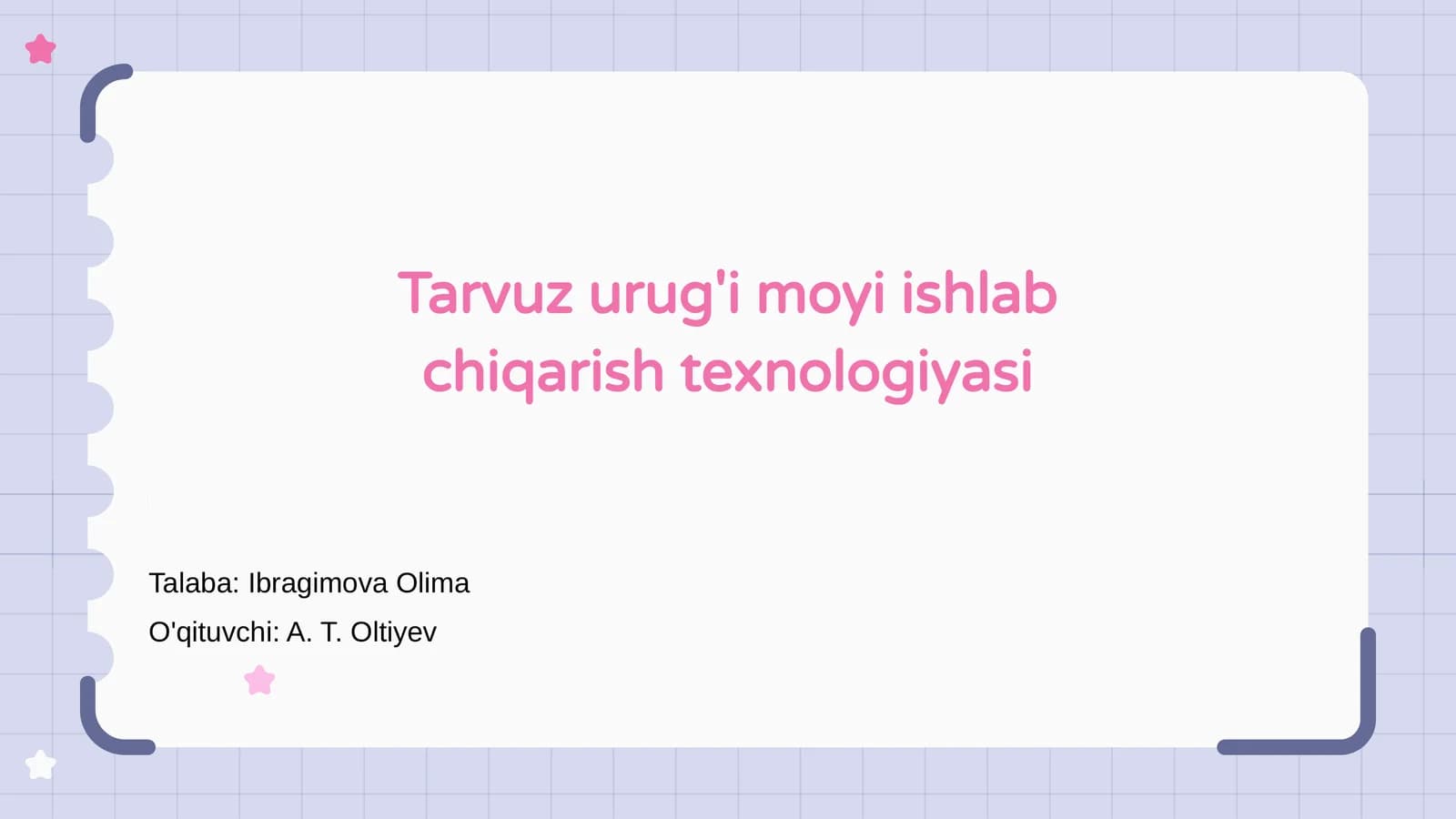 Tarvuz urug'i moyi ishlab chiqarish texnologiyasi