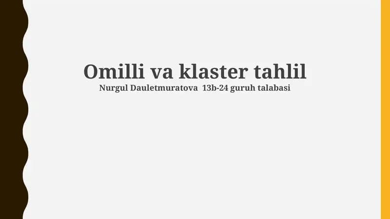 Omilli va klaster tahlil