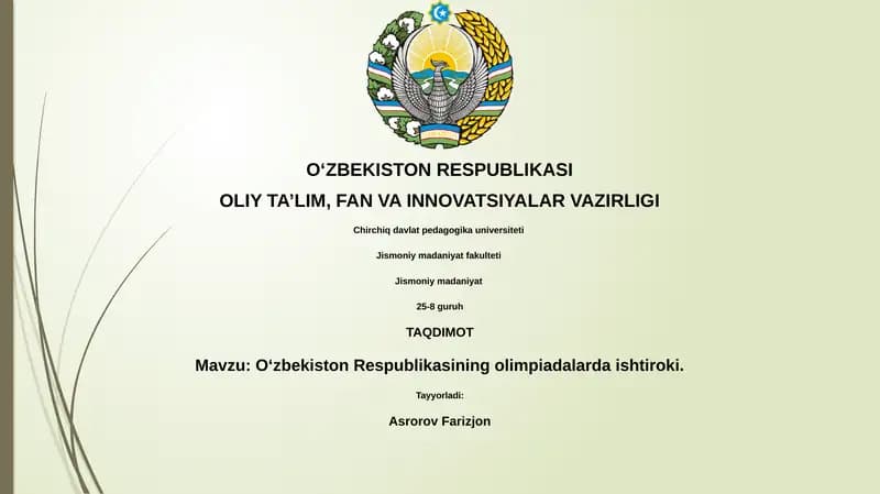 O'zbekiston Respublikasining olimpiadalarda ishtiroki