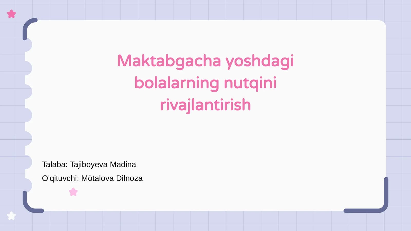 Maktabgacha yoshdagi bolalarning nutqini rivajlantirish