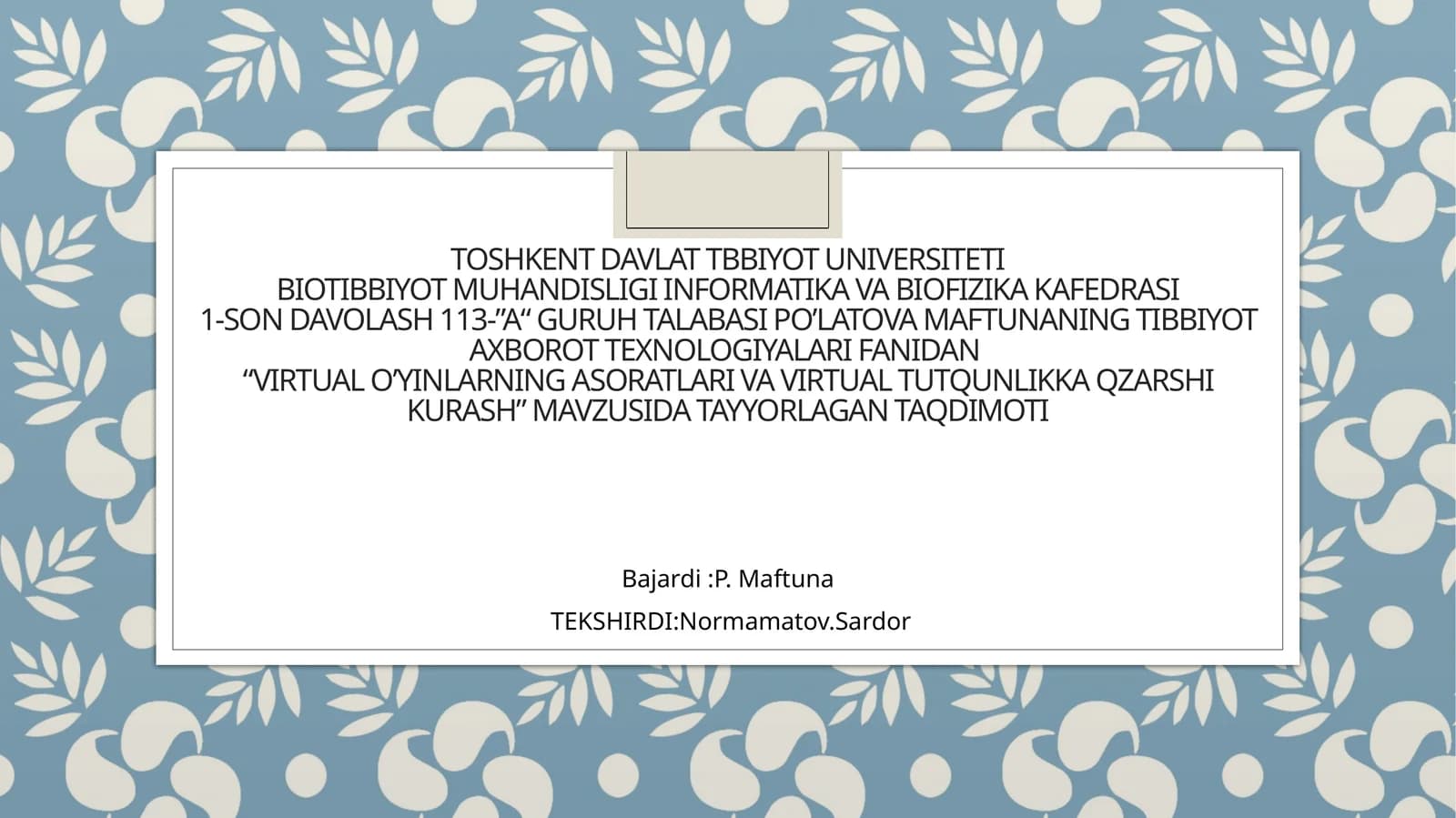 virtual o‘yinlarning asoratlari va virtual tutqunlikka Zarshikurash