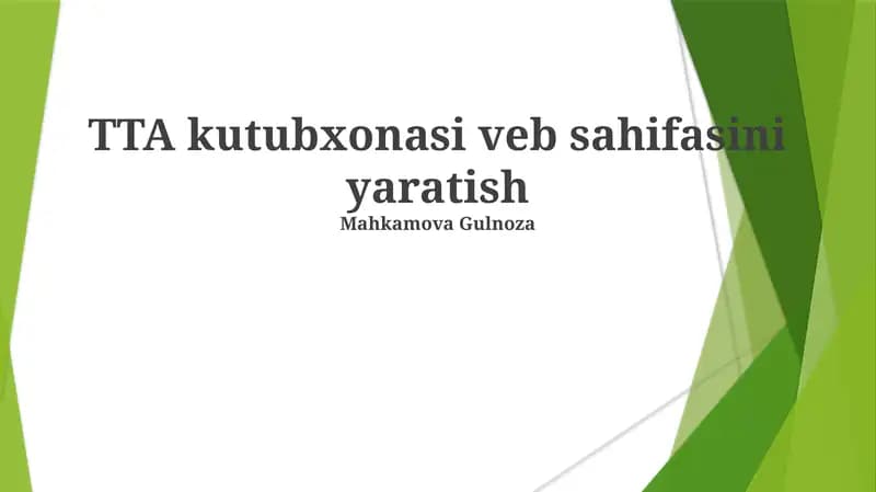 TTA kutubxonasi veb sahifasini yaratish