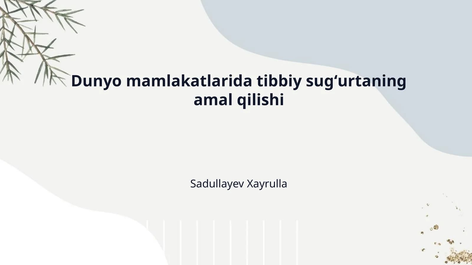 Dunyo mamlakatlarida tibbiy sugʻurtaning amal qilishi