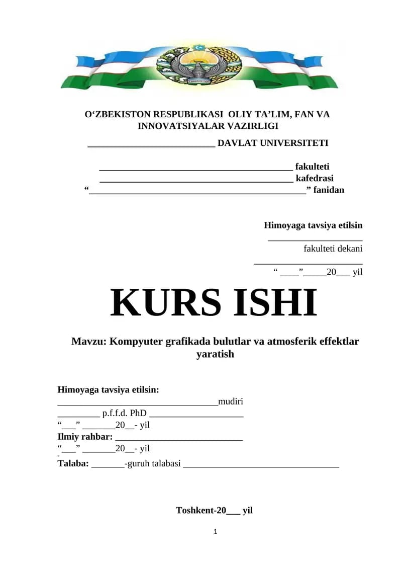 Kompyuter grafikada bulutlar va atmosferik effektlar yaratish