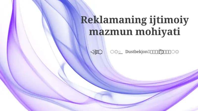 Ijtimoiy Reklamaning Ijtimoiy Mazmun Mohiyati