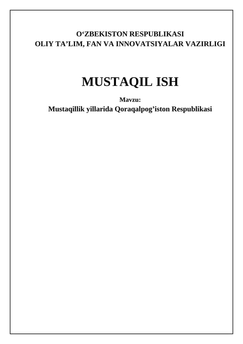 Mustaqillik yillarida Qoraqalpog'iston Respublikasi
