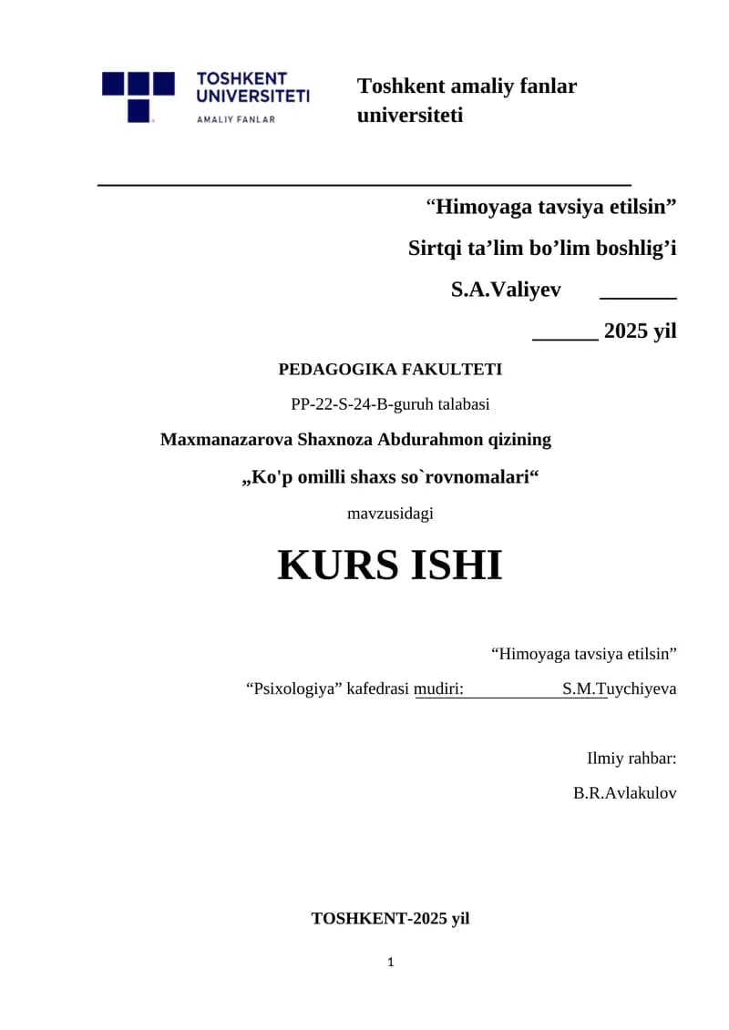 Ko'p omilli shaxs so`rovnomalari