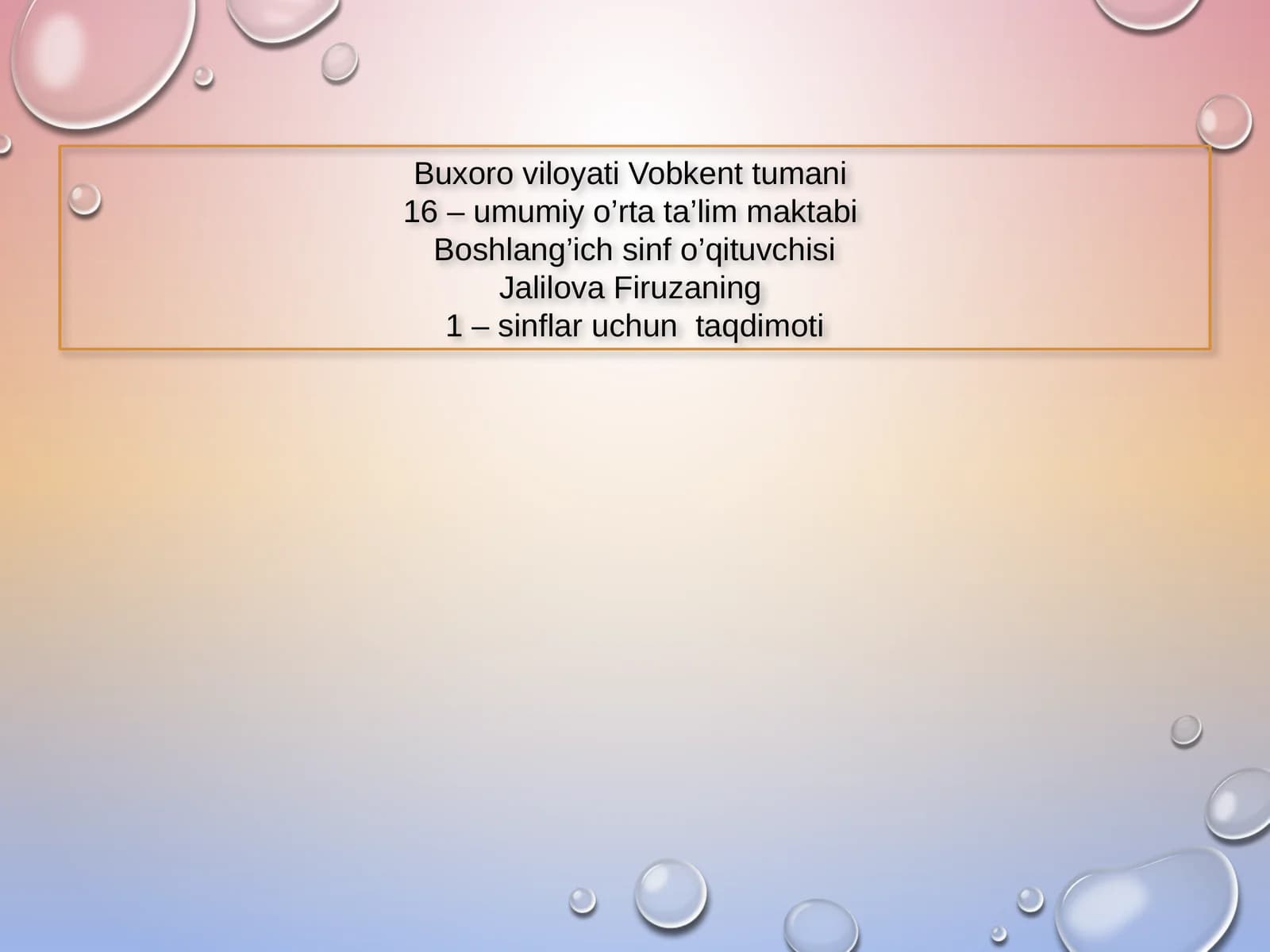 1 – sinflar uchun taqdimoti