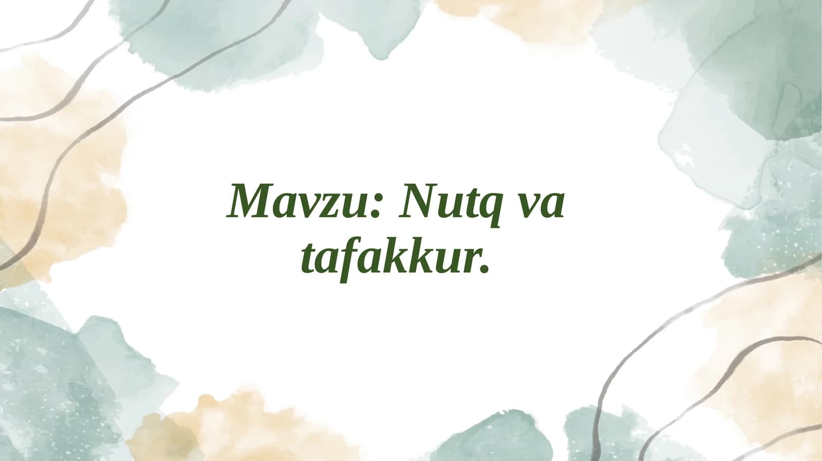 Nutq va tafakkur
